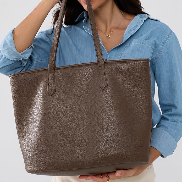 Zipper Tote Bag for Women Soft Vegan Leather Handbag for Work, Travel & Everyday Use