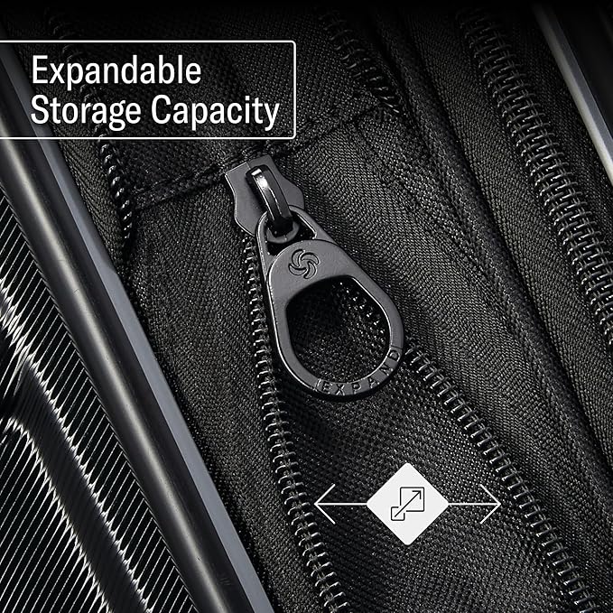 Samsonite Omni 2 Hardside Expandable Luggage with Spinner Wheels, 3-Piece Set (19/24/28), Midnight Black