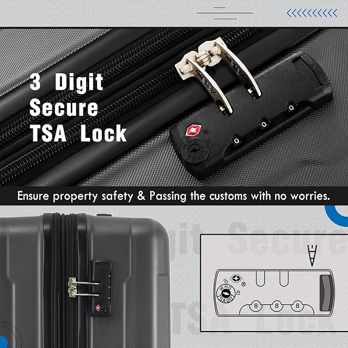 Merax Luggage Set 2 Piece Suitcase Sets with Spinner Wheel,Lightweight Hardside Expandable Travel Laggage with TSA Lock,Suitcase with Travel Bag(20"/24",Dark Gray)