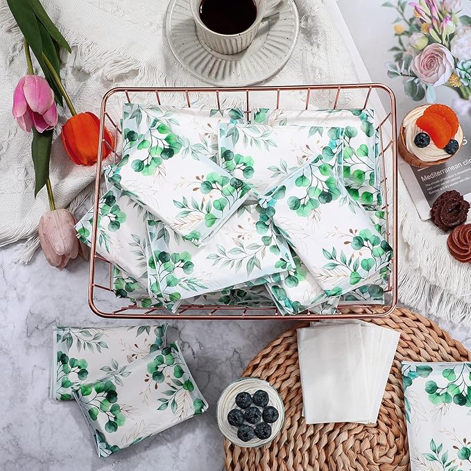 PerKoop 100 Packs Travel Size Tissues Disposable Pocket Facial Tissues Bulk for Travel Wedding Guest School Wallet Purse Home Supplies, 1000 Sheets 3 Ply (Eucalyptus Leaf)