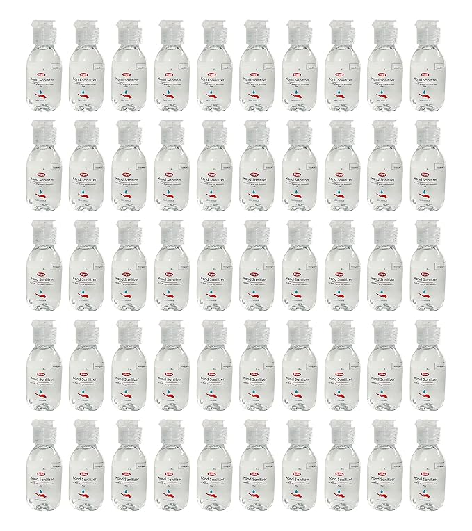 SIPA Hand Sanitizer 1.69 oz/ 50 ml, Jasmine Scent, Travel Size, Flip Cap Bottle each, Refreshing Soothing Gel with Aloe, and Vitamin E (Pack of 50)