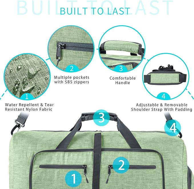 Vomgomfom Travel Duffle Bag for Men,65L 85L 115L Foldable Travel Duffel Bag with Shoes Compartment Overnight Bag for Men Women