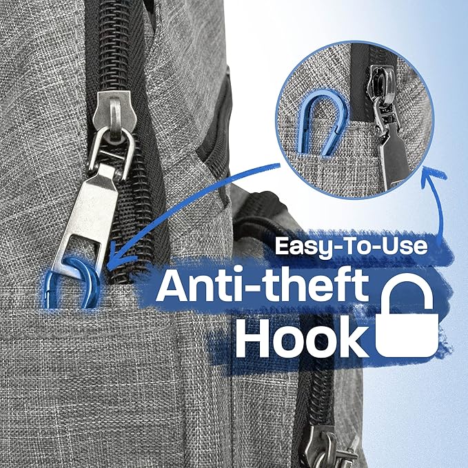 Anti-Theft Daypack Crossbody Sling Backpack, USB Charging Connector Port, Lightweight Day Pack for Travel, Hiking, Everyday, Large, Vintage Blue Jewel