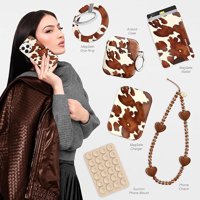 VELVET CAVIAR for iPhone 15 Pro Max Case Western - Compatible with MagSafe - 10ft Drop Tested - Cocoa Cow Print