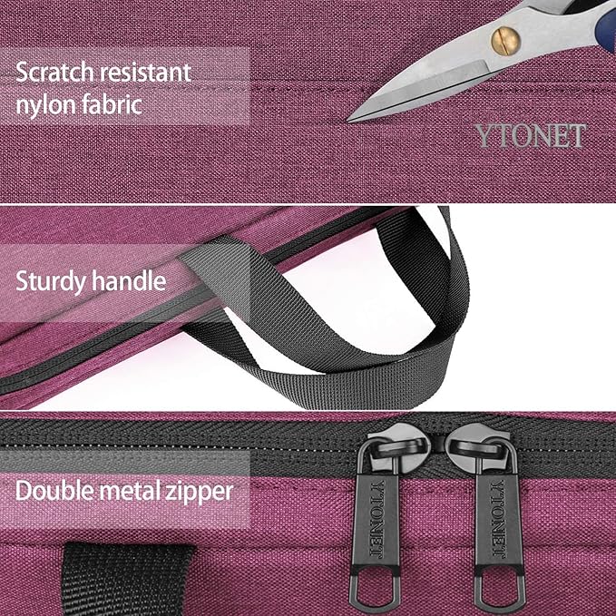 Ytonet Laptop Case 15.6 Inch, TSA Friendly Laptop Sleeve Cover with Handle for Women, Protective Slim Computer Carrying Case Compatible with HP Dell Lenovo Asus Notebooks, Purple Red