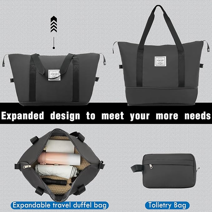 Merax Luggage Set 2 Piece Suitcase Sets with Spinner Wheel,Lightweight Hardside Expandable Travel Laggage with TSA Lock,Suitcase with Travel Bag(20"/24",Dark Gray)