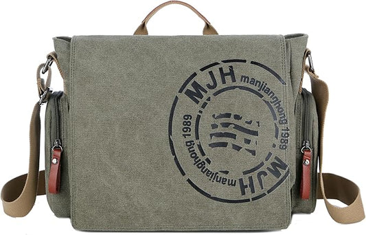 FSD.WG Satchel Messenger Bag for Men Canvas,Travel Shoulder bag 13.5" Laptop Bags