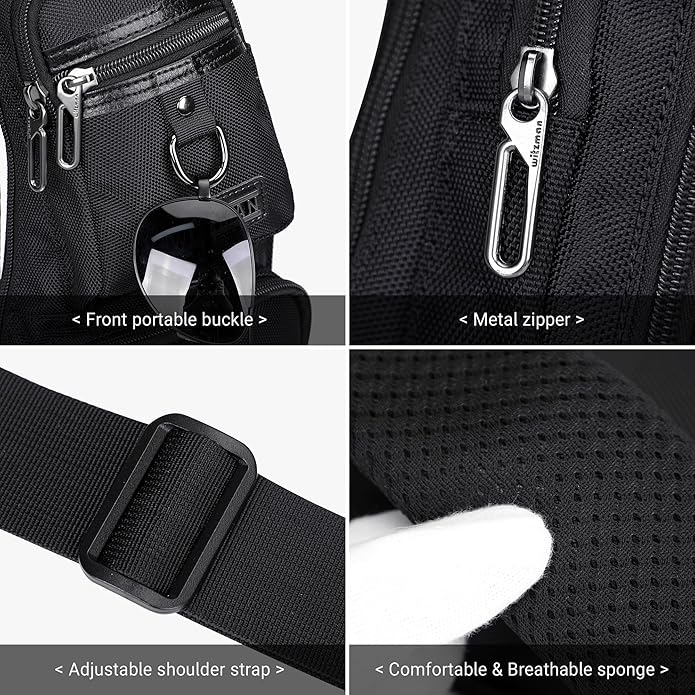 WITZMAN Sling Bag for Men Crossbody Bags Travel Slim Chest Bag One Strap Lightweight Casual Daypack