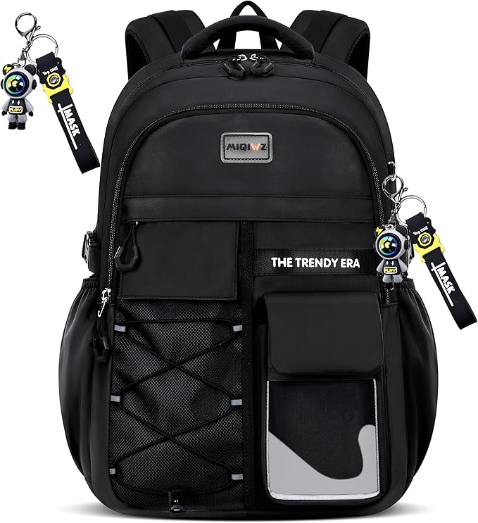 teenage student backpack,encrypted material， multiple compartments and large capacity backpack with anti-theft pockets，Water repellent backpacks suitable for middle and high school Men & Women, Black