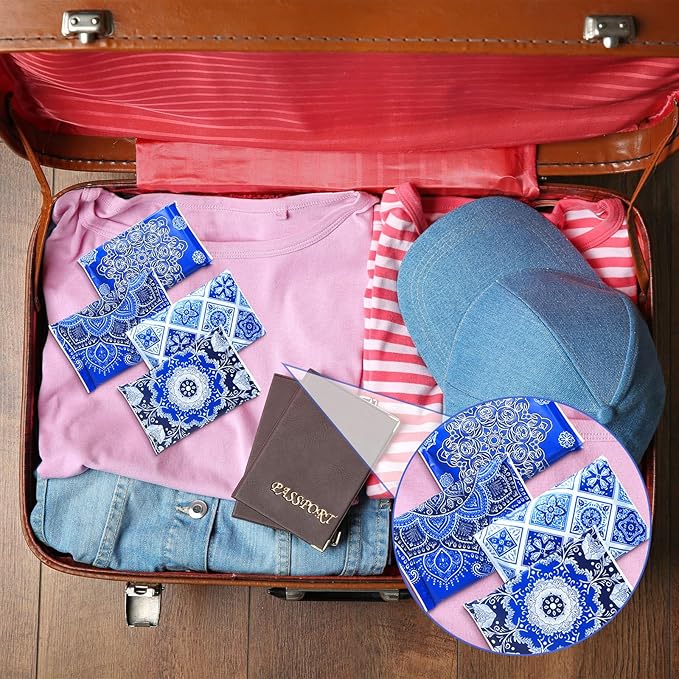 PerKoop 100 Pack Pocket Tissues Travel Slim Packs Small Facial Tissues Wallet Size Toilet Paper for Travel Guest Wedding Supplies, 4 Styles(Geometric Flower)