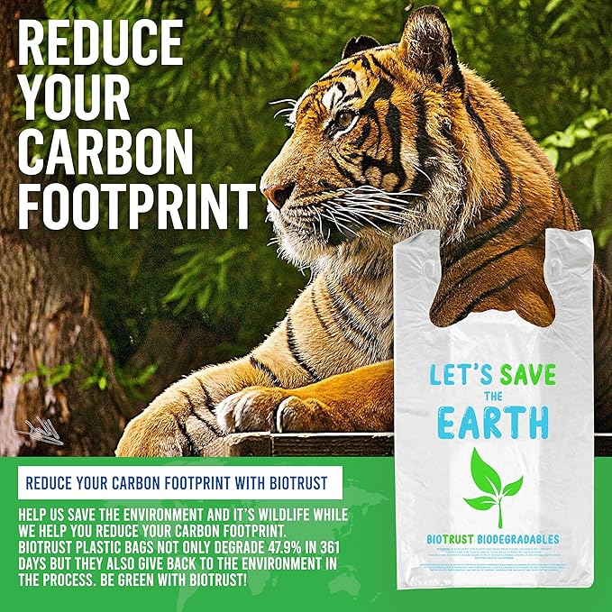 Biodegradable Thank You Bags | 1000 Count - Bulk | Extra Thick, Strong, Recyclable, & Reusable | 100% Biodegradable Shopping Bags, Grocery/Restaurant/Supermarket | 12" x 6.5" x 22" |