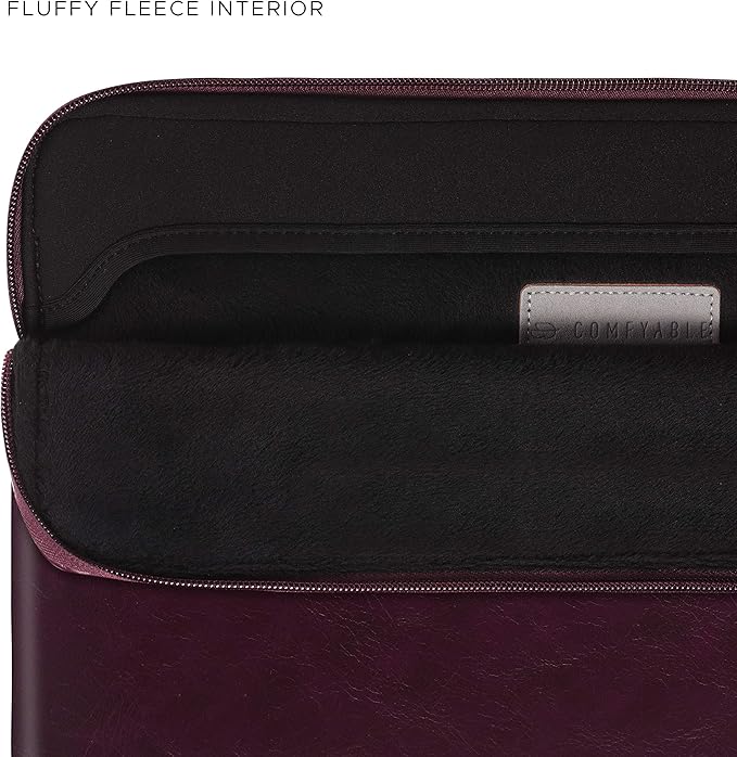 Comfyable Slim Protective Laptop Sleeve 15 Inch 14 Inch, PU Leather Bag Compatible with 15" MacBook Air (Snug Fit) M4 2025 & 14" MacBook Pro M4 (Loose Fit), Computer Case for Mac, Berry Brown