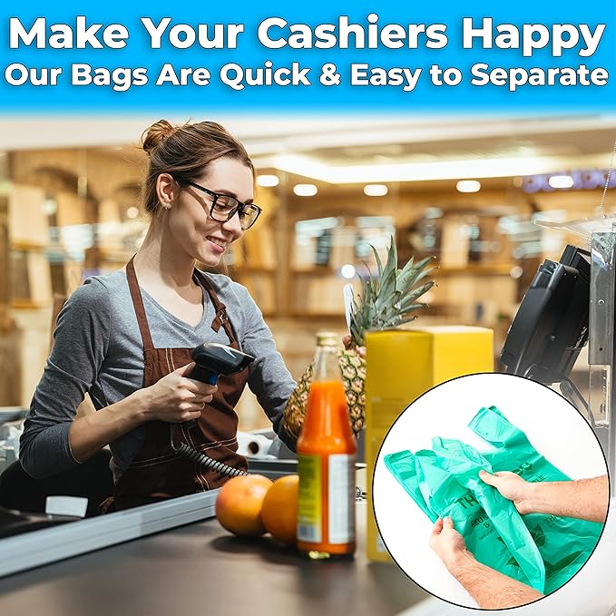 Avant Grub Plastic Grocery Bags Perfect for Business, Restaurants. bulk, Heavy Duty, Thick, Green, T Shirt Bag for Shopping.