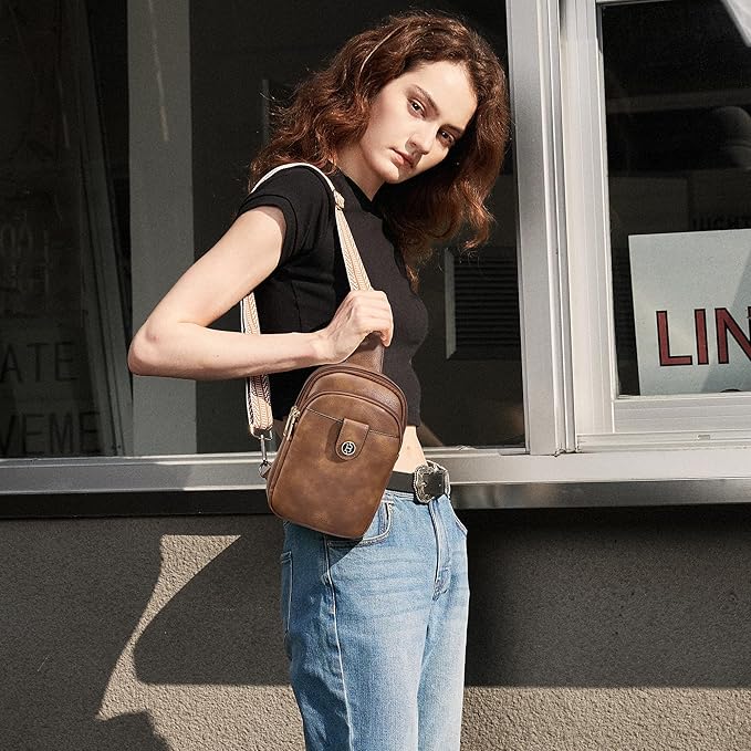 BOSTANTEN Small Sling Bag Crossbody Bags for Women Trendy Crossbody Purse Leather Chest Bag