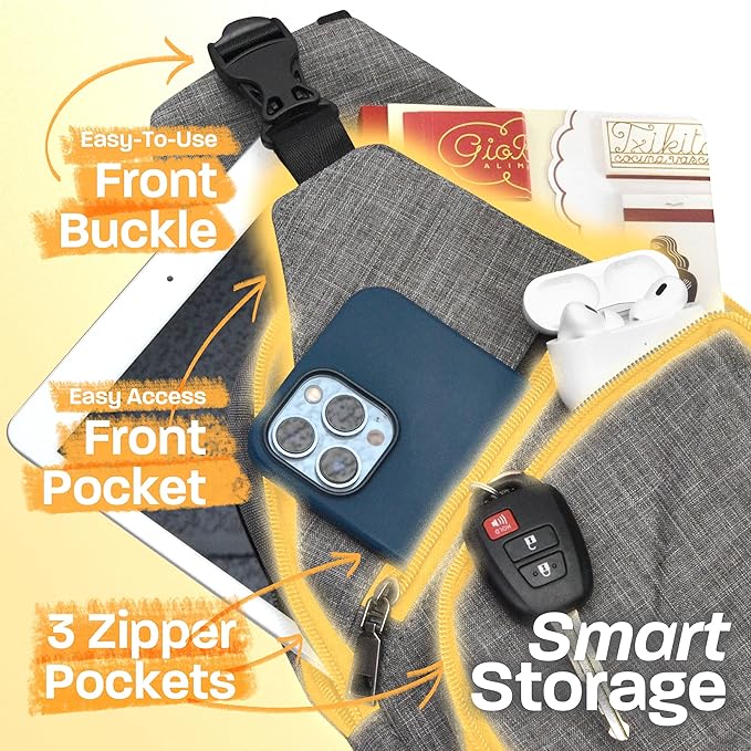 Anti-Theft Daypack Crossbody Sling Backpack, USB Charging Connector Port, Lightweight Day Pack for Travel, Hiking, Everyday, Large, Vintage Blue Jewel