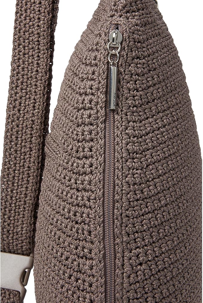 The Sak Geo Sling Backpack in Crochet, Single Sling Shoulder Strap, Mushroom
