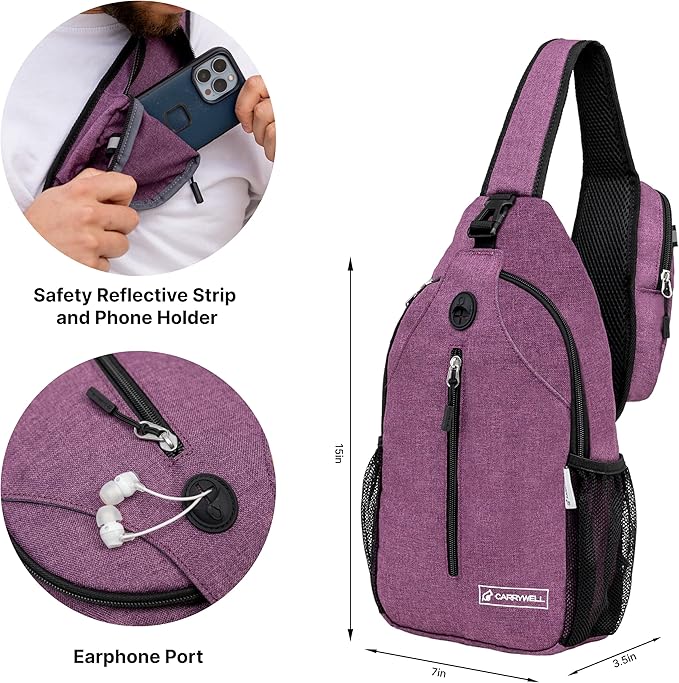 |Not Made In China| Crossbody Sling Backpack, Sling Bag For Travel and Hiking, Anti-Theft Chest Bag