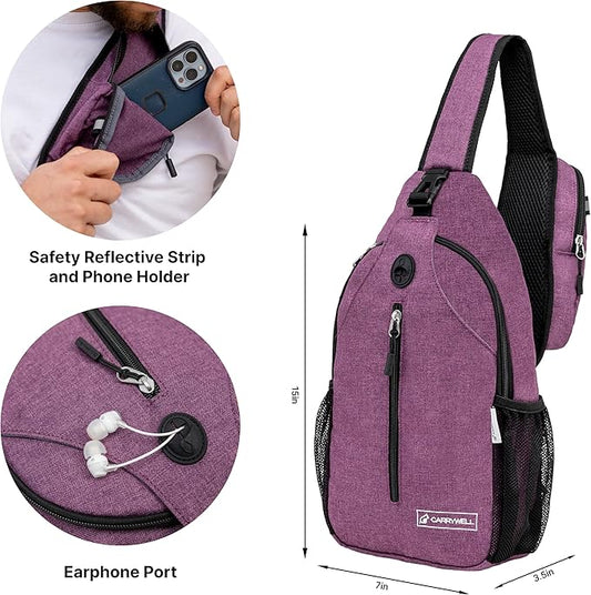 |Not Made In China| Crossbody Sling Backpack, Sling Bag For Travel and Hiking, Anti-Theft Chest Bag