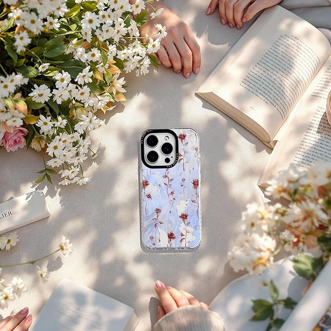 for iPhone 16 Case, Watercolor Rose Pattern, Military-Grade Drop Protection, Cute Soft Slim TPU Protective Cover with Camera Lens Protection for Women & Girls