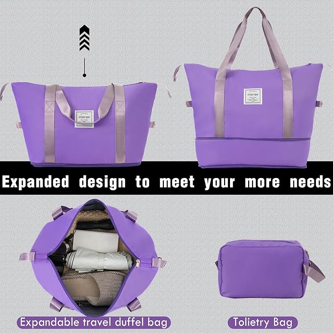 Merax Luggage Set 2 Piece Suitcase Sets with Spinner Wheel,Lightweight Hardside Expandable Travel Laggage with TSA Lock,Suitcase with Travel Bag(20"/24",Purple)