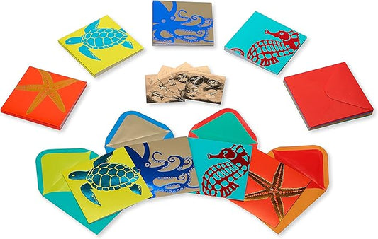 Papyrus Blank Cards with Envelopes, Sea Life (20-Count)