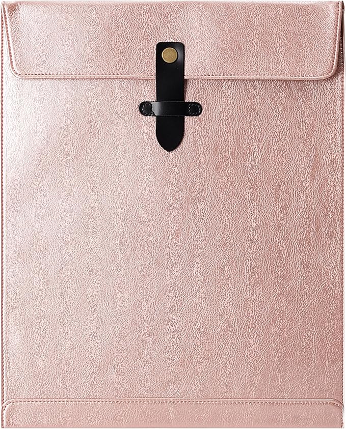 Pink PU Leather File Folder, Snap Closure File Organizer, Important Document Folder, Document Organizer, Laptop Sleeve Notebook Case, Leather Folder A4 Envelopes Filing Folder