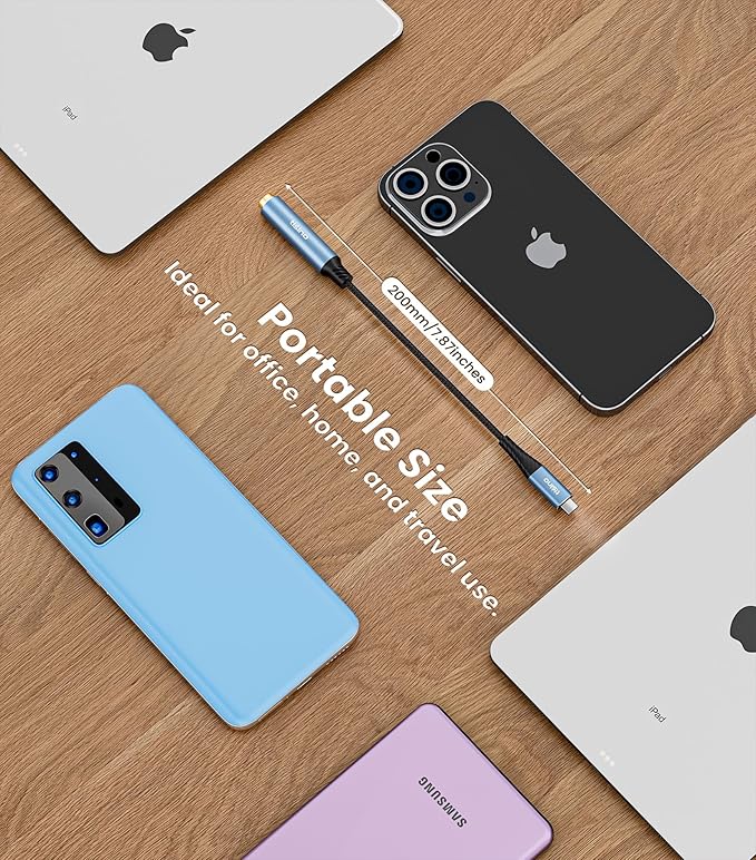 Tisino USB C to 1/4" Headphone Adapter-20cm, 384kHz/32bit USB C to 6.35mm TRS Stereo Jack Adapter Cable for Samrtphone, Laptop, Amplifiers, Mixers, Home Theater, 6.35mm Headphones-20cm