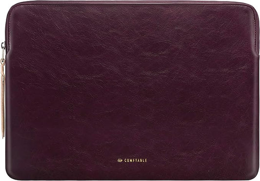 Comfyable Slim Protective Laptop Sleeve 15 Inch 14 Inch, PU Leather Bag Compatible with 15" MacBook Air (Snug Fit) M4 2025 & 14" MacBook Pro M4 (Loose Fit), Computer Case for Mac, Berry Brown