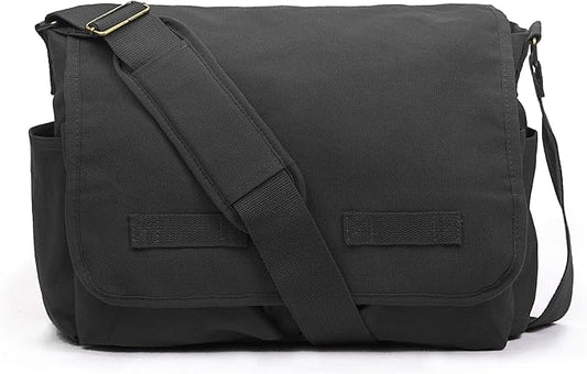 Sweetbriar Classic Vintage Messenger Bag - Original Heavyweight Cotton Canvas Shoulder Bag with Upgraded Features