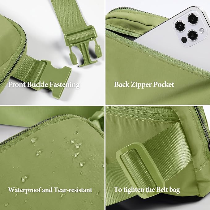 ODODOS Unisex Mini Belt Bag with Adjustable Strap Small Fanny Pack for Workout Running Traveling Hiking, Olive