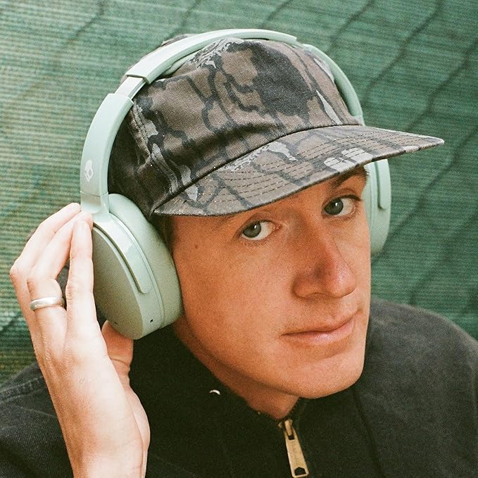 Skullcandy Hesh ANC Over-Ear Noise Cancelling Wireless Headphones with Charging Cable, 22 Hr Battery, Microphone, Works with iPhone Android and Bluetooth Devices - Preppy Sage