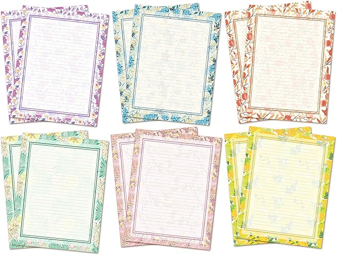Anzon Mories 48 Pieces Vintage Morris Stationary Paper Set (Lined), Medieval Europe Pattern, Printer Friendly, Both Sides Printed, Writing Stationery US Letter Size 11 x 8.5 Inch, College Ruled