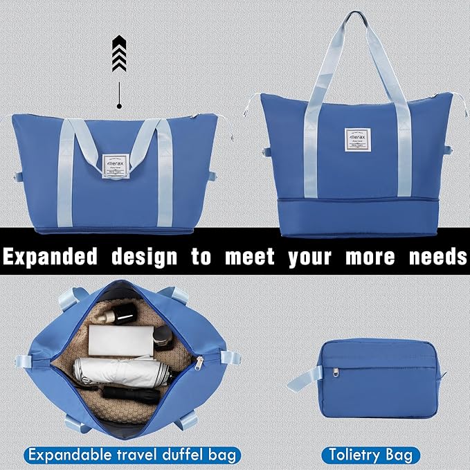 Merax Luggage Set 2 Piece Suitcase Sets with Spinner Wheel,Lightweight Hardside Expandable Travel Laggage with TSA Lock,Suitcase with Travel Bag(20"/28",Blue)