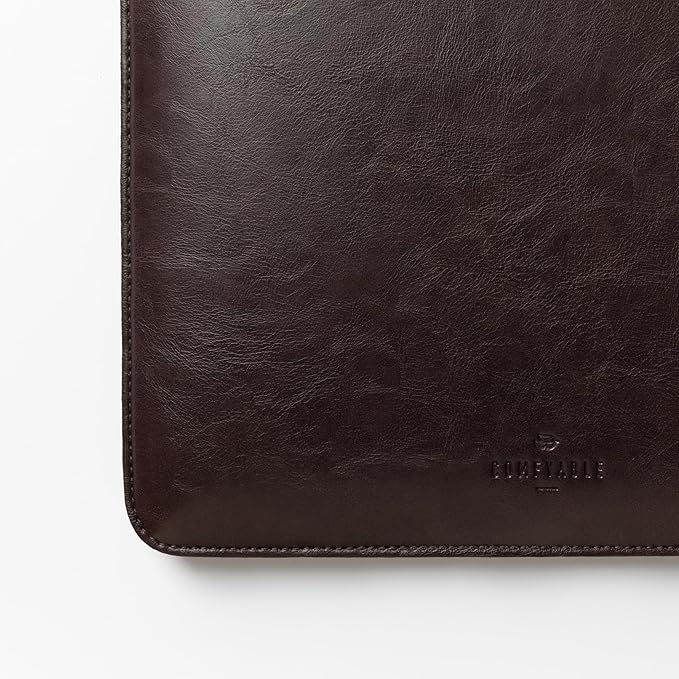 Comfyable Laptop Sleeve 14 Inch Precisely Compatible with MacBook Pro M4 M3 M2 M1 Pro/Max 2024, Faux Leather Cover Case 14 in, Dark Brown