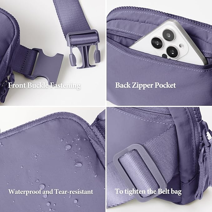 ODODOS Unisex Mini Belt Bag with Adjustable Strap Small Fanny Pack for Workout Running Traveling Hiking, Ultra Violet