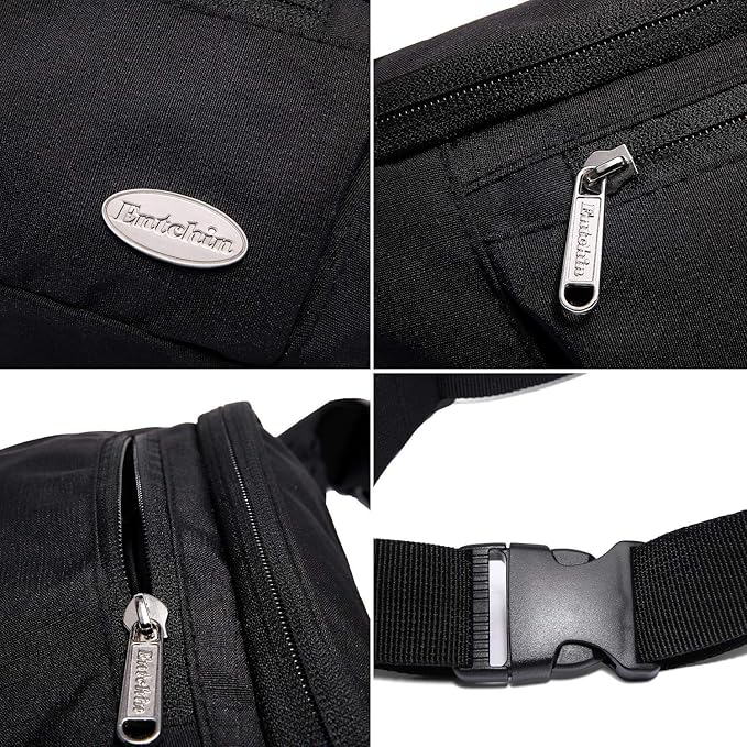 Entchin Fanny Pack for Women Men,Crossbody Belt Bag with 4-Zipper Pockets,Adjustable Waist Bag Pack,One of the Most Popular Travel Essential Gifts for Walking,Traveling,Cycling