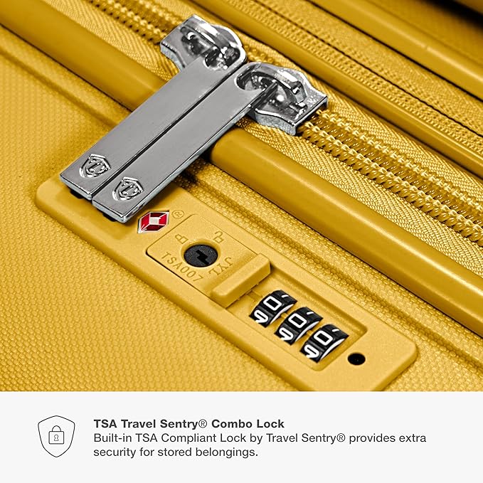 Traveler's Choice Pagosa Indestructible Hardshell Expandable Spinner Luggage, Yellow, 22-Inch Carry-on