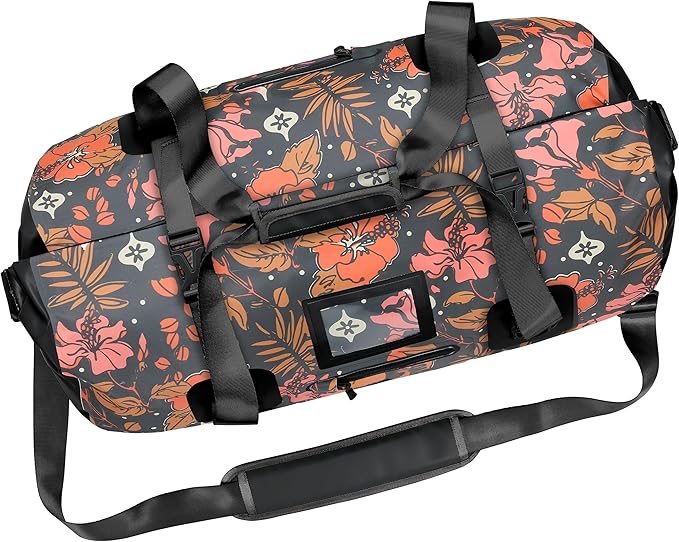 Skog Å Kust Duffelsak Heavy Duty Waterproof Duffel - Gear Bag for Sports, Travel, & More - 40L Hibiscus