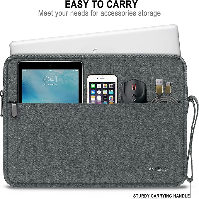 Laptop Sleeve 14 Inch, Water Resistant Traveling Computer Cover with Handle, Shockproof Protective Carrying Laptop Case Compatible for 14 Inch MacBook Air/Pro, HP, Dell, Lenovo, Darkgrey