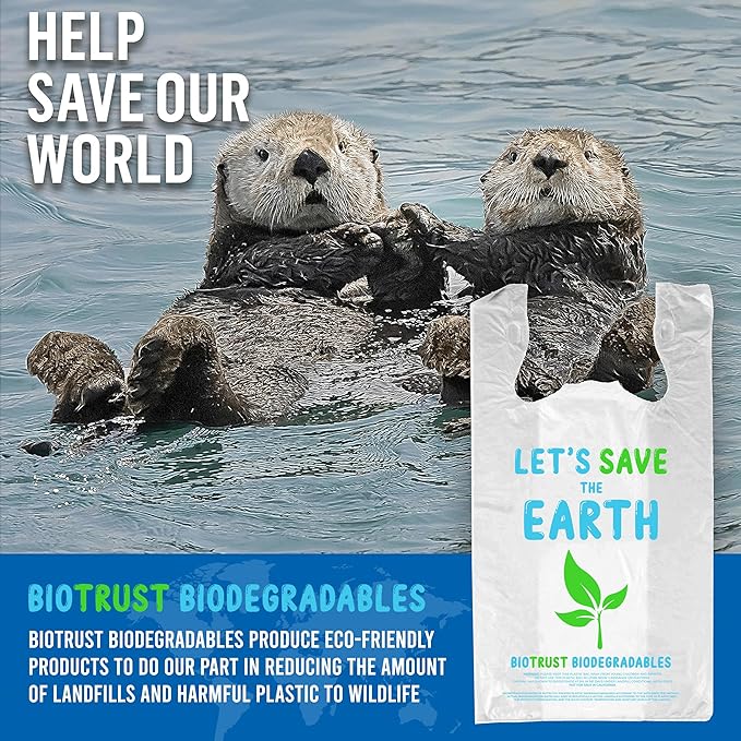 Biodegradable Thank You Bags | 1000 Count - Bulk | Extra Thick, Strong, Recyclable, & Reusable | 100% Biodegradable Shopping Bags, Grocery/Restaurant/Supermarket | 12" x 6.5" x 22" |