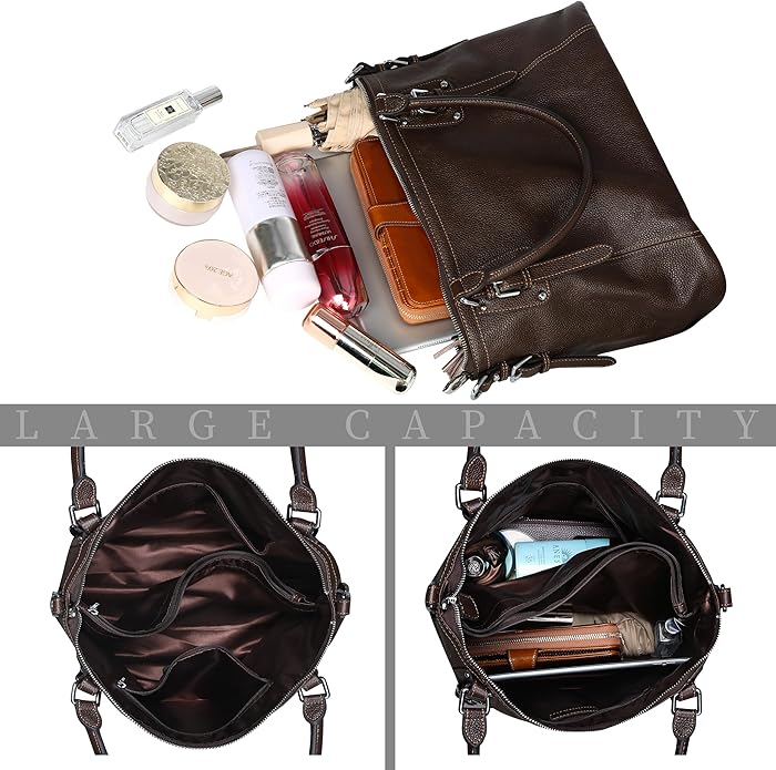 HESHE Genuine Leather Purses and Handbags for Women Tote Shoulder Bag Satchel Purse Top Handle Bags Hobo Crossbody Purse