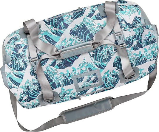 Skog Å Kust Duffelsak Heavy Duty Waterproof Duffel - Gear Bag for Sports, Travel, & More - 60L Waves