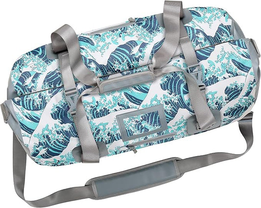 Skog Å Kust Duffelsak Heavy Duty Waterproof Duffel - Gear Bag for Sports, Travel, & More - 40L Waves