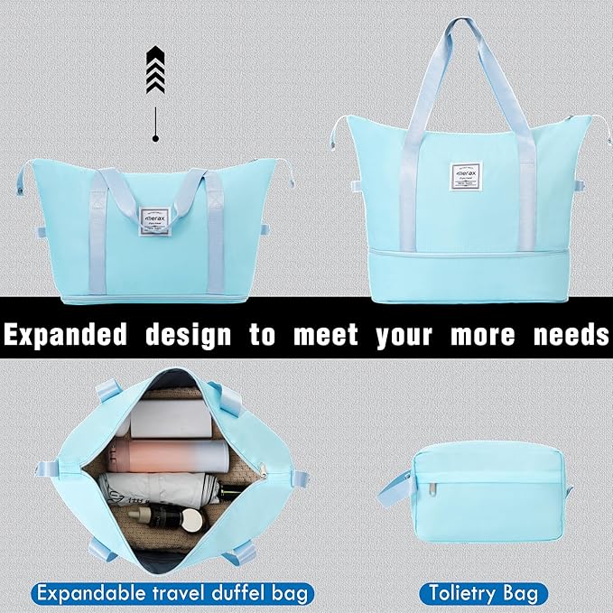 Merax Luggage Set 2 Piece Suitcase Sets with Spinner Wheel,Lightweight Hardside Expandable Travel Laggage with TSA Lock,Suitcase with Travel Bag(20"/28",Baby Blue)