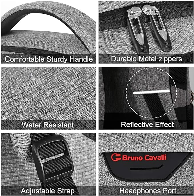 17 Inch Laptop Backpack, Business Anti Theft Slim Durable Laptops Backpack with USB Charging Port, Water Resistant College Computer Bag Gifts for Men & Women Fits 15.6 Inch Notebook-Grey