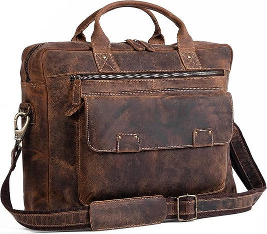 Leather briefcase 18 Inch Laptop Messenger Bags for Men and Women Best Office Briefcase Satchel Bag