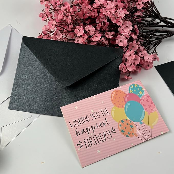 YINUOYOUJIA 50 PCS Pearl Black Envelopes A7,5 x 7 Black Shimmer Envelopes for Invitation,Perfect for Wedding Invitation Cards,Birthday RSVP Invite,5.25 x 7.25 inches