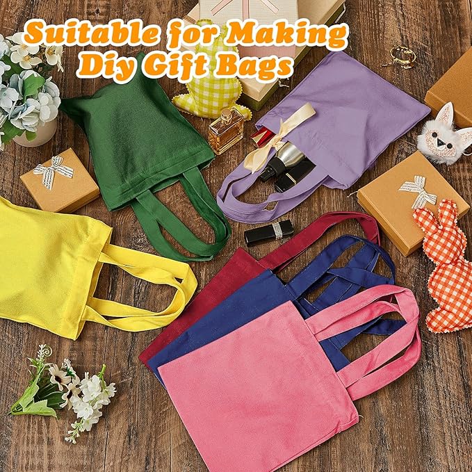 Amylove 24 Pcs Mini Tote Bag Sublimation Blank Canvas Tote Bags Reusable Grocery Luggage DIY Sack Goody for Party Even (8.5 x 8 Inch,Multicolor Gray)