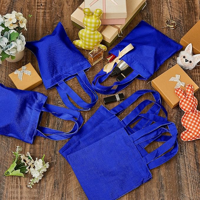 Amylove 24 Pcs Mini Tote Bag Sublimation Blank Canvas Tote Bags Reusable Grocery Luggage DIY Sack Goody for Party Even (8.5 x 8 Inch,Blue)