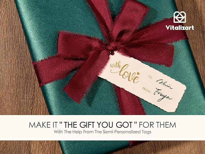 Vitalizart Green Wrapping Paper Set 17" Pearly-Lustre With Silk Like Satin Ribbon & Gift Tags Recyclable Eco-Friendly Christmas Gift Wrapping Birthday Baby Shower Wedding Handmade Crafts 197"(16.4 Ft)